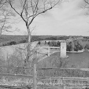 Taylorsville Lake dam during construction