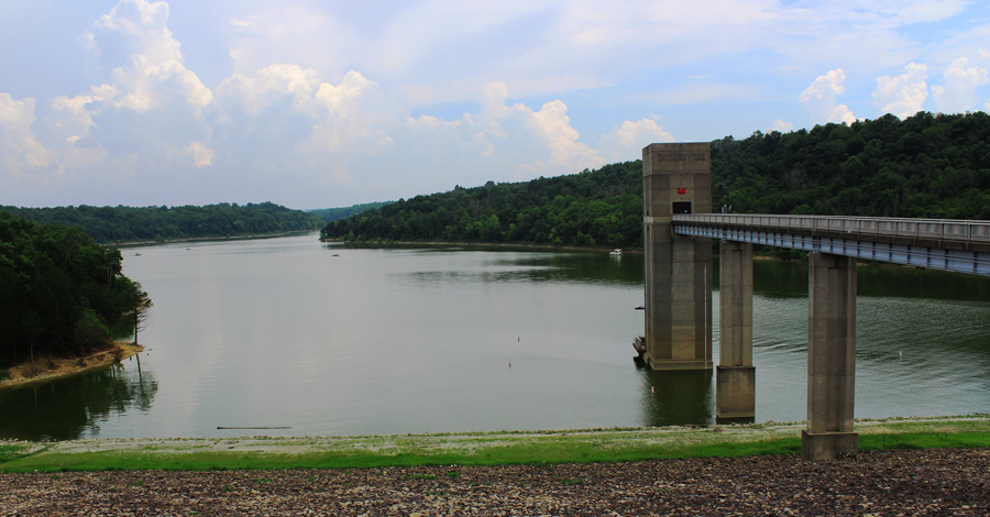 The Dam at Taylorsville Lake. Swimming area on the lake